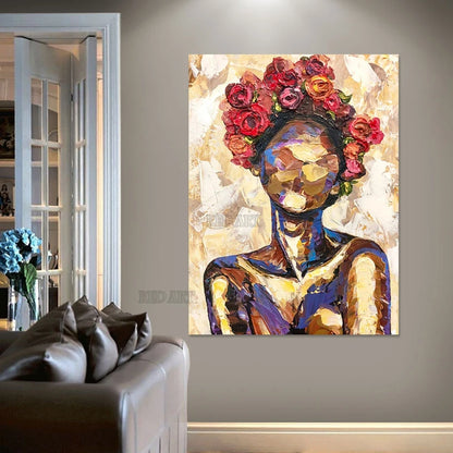 Sexy Lady Figure Oil Painting, Hand-Painted Canvas Art, Hotel Bedroom Decor