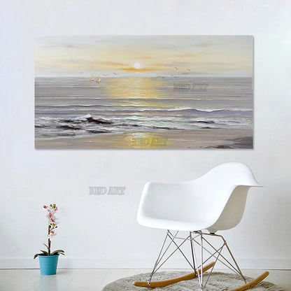 Sunset Seascape Acrylic Texture Canvas Art