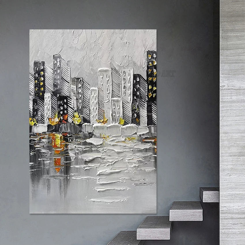 Abstract Cityscape Hand-painted Canvas Art