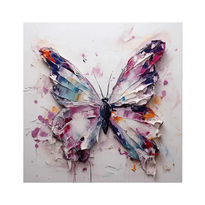 Unframed Palette Knife Texture Butterfly Oil Painting