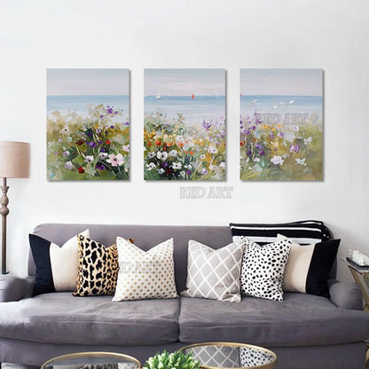 Modern Abstract Floral Canvas - 3 Panel Set