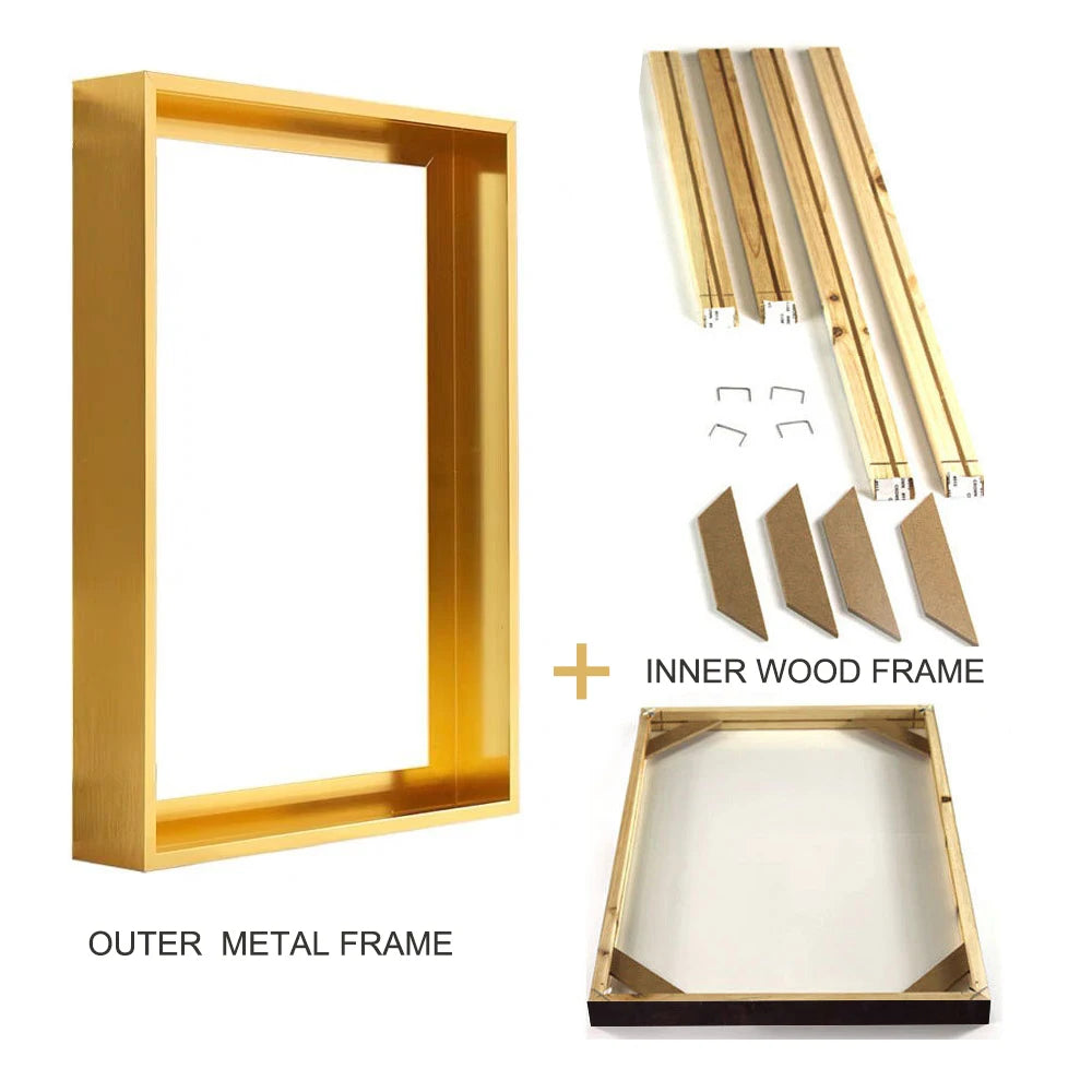 Classic Gold & Black Aluminum Frame for Canvas & Oil Paintings