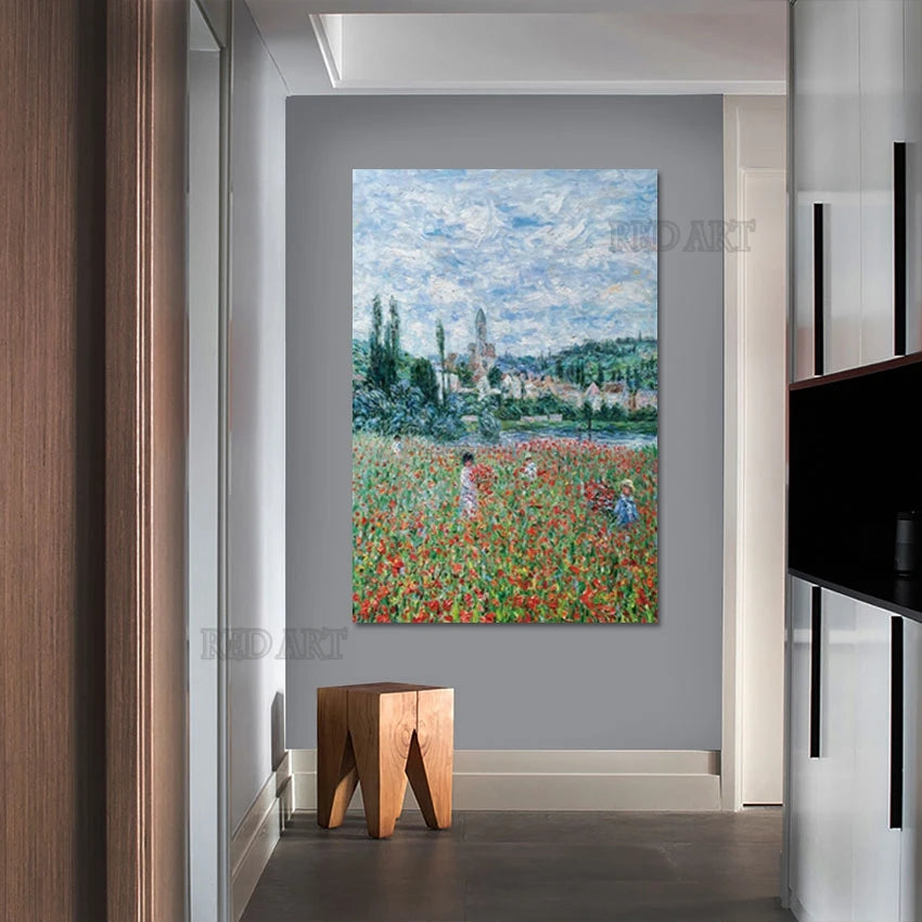 Hand-Painted Beautiful Garden Scenery Oil Painting, Frameless Canvas Art