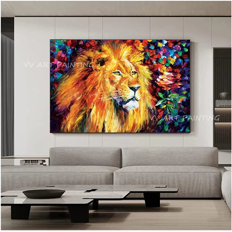 Impressionist Lion & Tiger Oil Painting on Canvas – Unframed