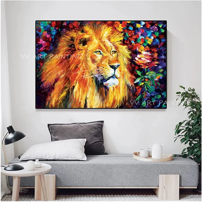 Impressionist Lion & Tiger Oil Painting on Canvas – Unframed