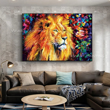 Impressionist Lion & Tiger Oil Painting on Canvas – Unframed